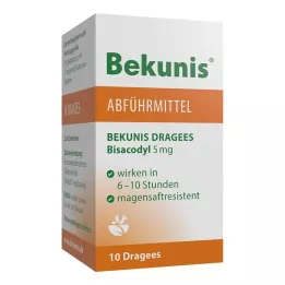 BEKUNIS Bisacodyl Dragees 5 mg skrandyje neirios tabletės, 10 vnt