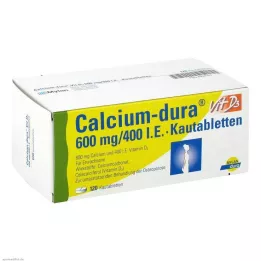 CALCIUM DURA Vit D3 600 mg/400 I.E. kramtomosios tabletės, 120 vnt