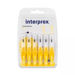 INTERPROX mini geltonos spalvos tarpdančių šepetėlio lizdinė plokštelė, 6 vnt