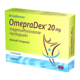 OMEPRADEX 20 mg skrandyje neirios kietos kapsulės, 7 vnt