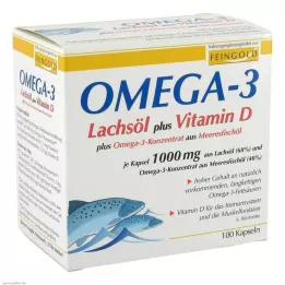 OMEGA-3 LACHSÖL plius Vit.D plius Omega-3 Konc. kapsulės, 100 vnt