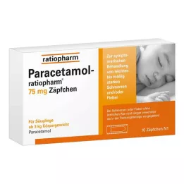 PARACETAMOL-ratiopharm 75 mg žvakutės, 10 vnt
