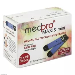 MEDPRO Maxi &amp; mini gliukozės kiekio kraujyje tyrimo juostelės, 2X25 vnt