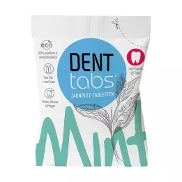 DENTTABS Dantų pastos tabletės stevia-mint su fluoru, 125 vnt