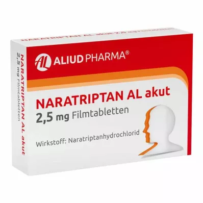 NARATRIPTAN AL ūmios 2,5 mg plėvele dengtos tabletės, 2 vnt NARATRIPTAN AL ūmios 2,5 mg plėvele dengtos tabletės, 2 vnt