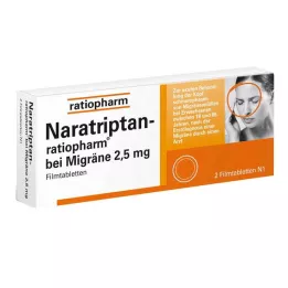 NARATRIPTAN-ratiopharm nuo migrenos plėvele dengtos tabletės, 2 vnt