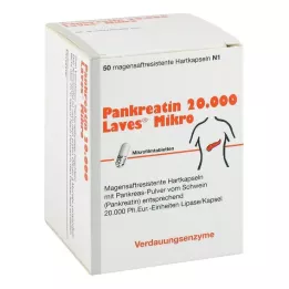PANKREATIN 20 000 Laves Micro skrandyje neirių kietų kapsulių, 50 vnt