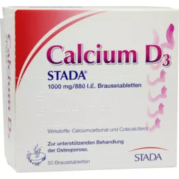 CALCIUM D3 STADA 1000 mg/880 TV šnypščiosios tabletės, 50 vnt
