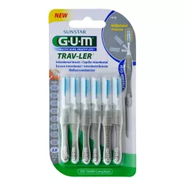 GUM TRAV-LER 2,0 mm žvakės pilkumo tarpdantys + 6 dangteliai, 6 vnt