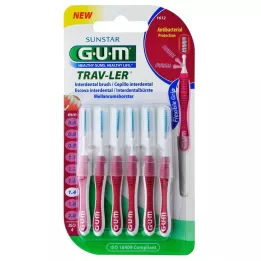 GUM TRAV-LER 1,4mm žvakė rožinė tarpdantys + 6 dangteliai, 6 vnt