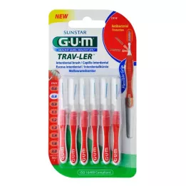 GUM TRAV-LER 0,8mm žvakė raudona tarpdantys + 6 dangteliai, 6 vnt