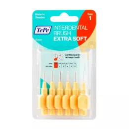 TEPE Tarpdančių šepetėlis x-soft 0,45mm ISO 1 oranžinis, 6 vnt