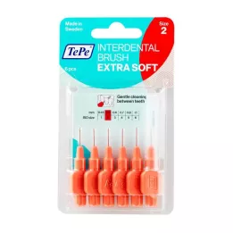 TEPE Tarpdančių šepetėlis x-soft 0,5mm ISO 2 raudonas, 6 vnt