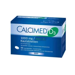 CALCIMED D3 1000 mg/880 I.E. kramtomosios tabletės, 96 vnt