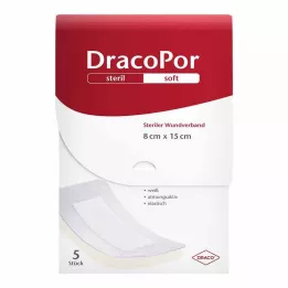 DRACOPOR Žaizdos tvarstis 8x15 cm sterilus, 5 vnt