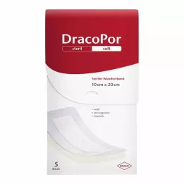 DRACOPOR Žaizdos tvarstis 10x20 cm sterilus, 5 vnt