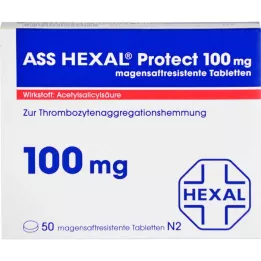 ASS HEXAL Protect 100 mg skrandžio sulčių tabletės, 50 vnt