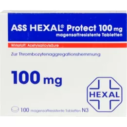 ASS HEXAL Protect 100 mg skrandžio sulčių tabletės, 100 vnt