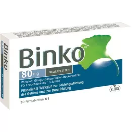BINKO 80 mg plėvele dengtos tabletės, 30 vnt