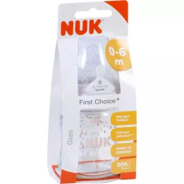 NUK First Choice+ stiklinis buteliukas 120ml silikono siurbimo dydis 1 S, 1 vnt