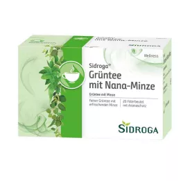 SIDROGA Sveikatingumo žalioji arbata su. Nana Mint filtras., 20 X 1,5 g
