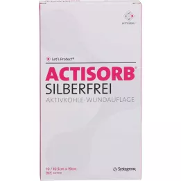 ACTISORB SILBERFREI 10,5x19 cm aktyvuota anglis, 10 vnt