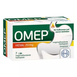 OMEP HEXAL 20 mg skrandyje neirios kietos kapsulės, 7 vnt