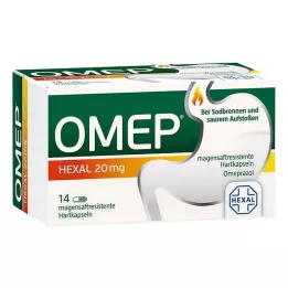 OMEP HEXAL 20 mg skrandyje neirios kietos kapsulės, 14 vnt