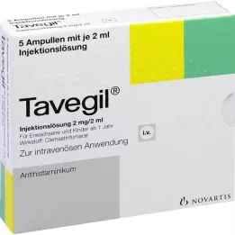 TAVEGIL Injekcinis tirpalas 2 mg/2 ml ampulės, 5X2 ml