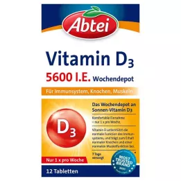 ABTEI Vitaminas D3 5600 TV savaitinės depo tabletės, 12 vnt