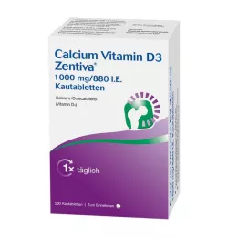 CALCIUM VITAMIN D3 Zentiva 1000 mg/880 I.E. kramtomosios tabletės, 100 vnt