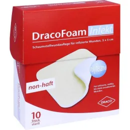 Dracofoam Infection Foam žaizdos dangtelis 5x5cm, 10 vnt