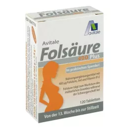 FOLSÄURE 400 Plus B12+Jodo tabletės, 120 vnt