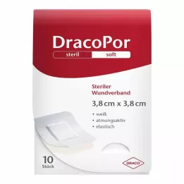 DRACOPOR Žaizdos tvarstis 3,8x3,8 cm sterilus, 10 vnt