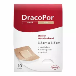 DRACOPOR Žaizdos tvarstis 3,8x3,8 cm sterilus odos spalvos, 10 vnt