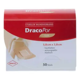 DracoPor Soft odos spalvos žaizdų tvarstis 3,8x3,8 cm sterilus, 50 vnt