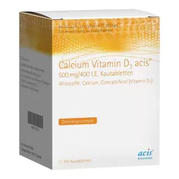 CALCIUM VITAMIN D3 acis 500 mg/400 I.E. kramtomosios tabletės, 100 vnt