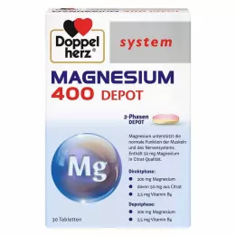 DOPPELHERZ Magnesium 400 Depot sistemos tabletės, 30 vnt