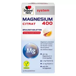 DOPPELHERZ Magnesium 400 Citrate sistemos šnypščiosios tabletės, 24 vnt