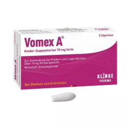 VOMEX A Vaikiškos žvakutės 70 mg forte, 5 vnt