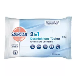 SAGROTAN 2in1 dezinfekcinės servetėlės, 15 vnt