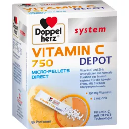 DOPPELHERZ Vitaminas C 750 Depot sistemos granulės, 30 vnt