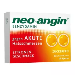 NEO-ANGIN Benzidamino ūminis gerklės skausmas citrina, 20 vnt