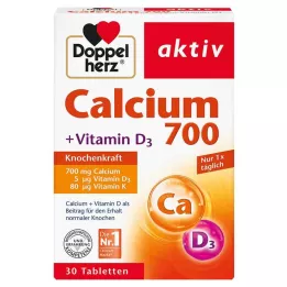 DOPPELHERZ Kalcis 700+Vitaminas D3 tabletės, 30 vnt
