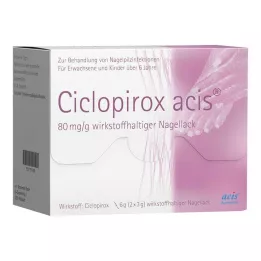 CICLOPIROX acis 80 mg/g veikliosios medžiagos nagų lakas, 6 g