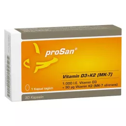 PROSAN Vitaminas D3+K2 MK-7 kapsulės, 30 vnt