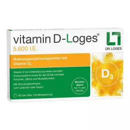 VITAMIN D-LOGES 5 600 TV savaitės depo kramtomųjų tablečių šeimos pakuotė, 60 vnt
