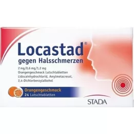 LOCASTAD nuo gerklės skausmo Oranžinės pastilės, 24 vnt