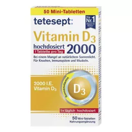 TETESEPT Vitaminas D3 2000 plėvele dengtų tablečių, 50 vnt