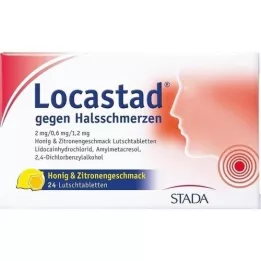 LOCASTAD nuo gerklės skausmo medaus-citrinos Lut.-T., 24 vnt